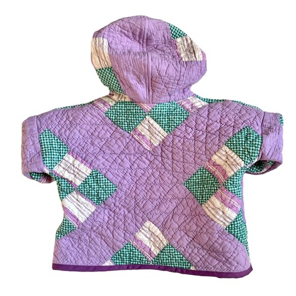 Handmade Toddler Hooded Jacket Made from Vintage Quilts 4T Multi Layla Purple - Picture 2 of 9